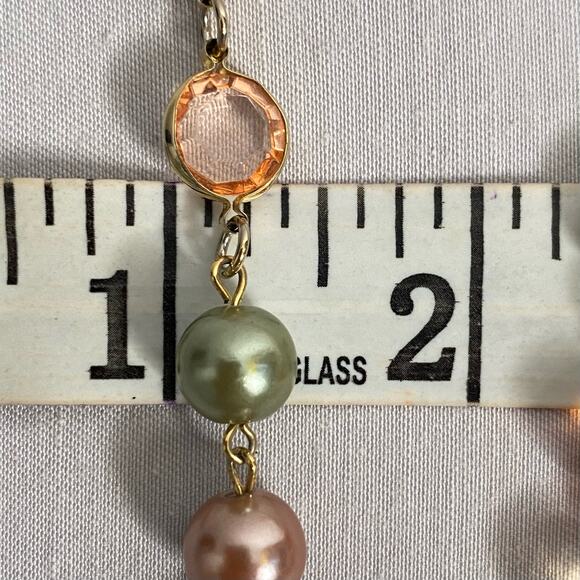 Opera Length Necklace Hawaii Sunset Translucent Crystalline Stones And Beads - Picture 3 of 7